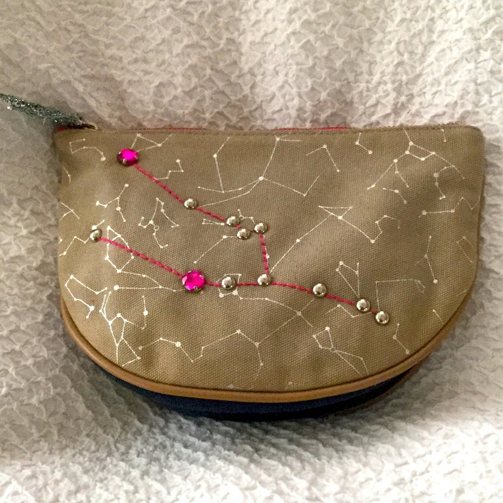 NWOT VTG Anthropologie Horoscope Canvas and Leather Y2K Clutch - Taurus